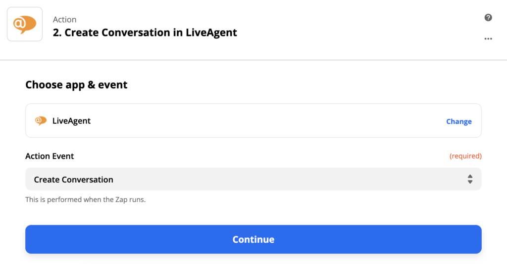 LiveAgent action setup sa Zapier
