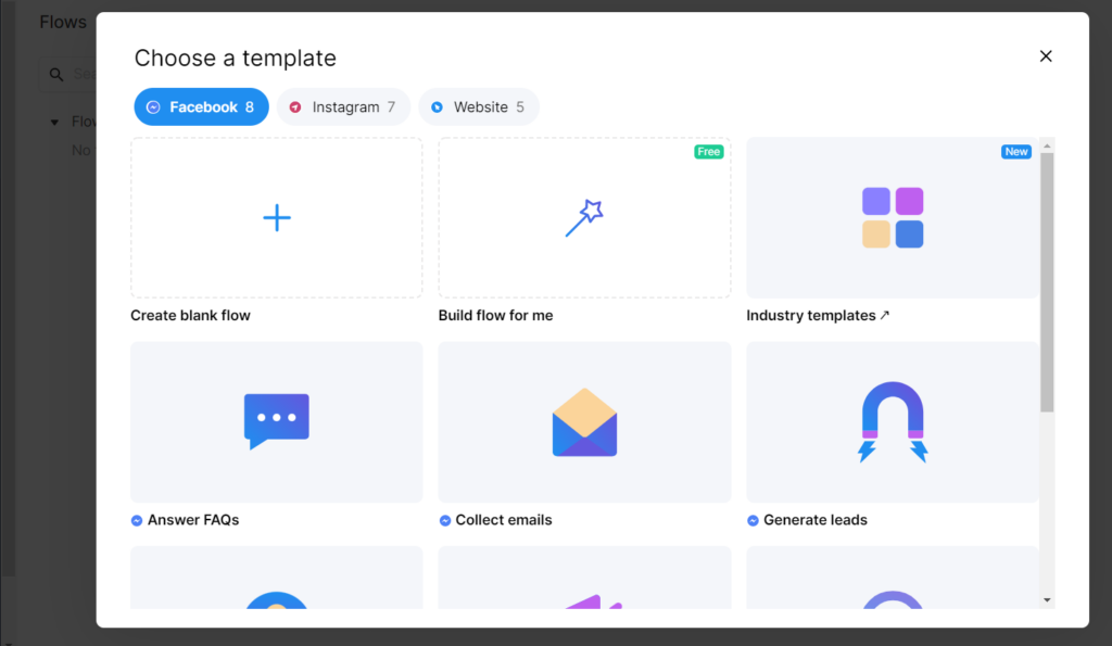 Chatfuel - pumili ng chatbot template